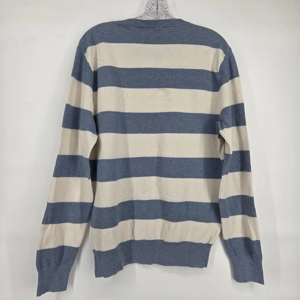 J. Crew Knit Sweater Size M Blue White Striped Nautical Preppy Coastal Classic
